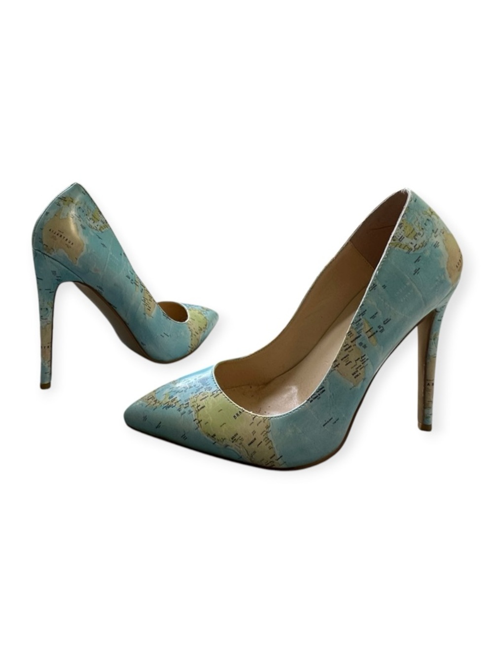 YCG Global Map Print Pointed Toe Pumps, Size 8, NWOT - Picture 3 of 13